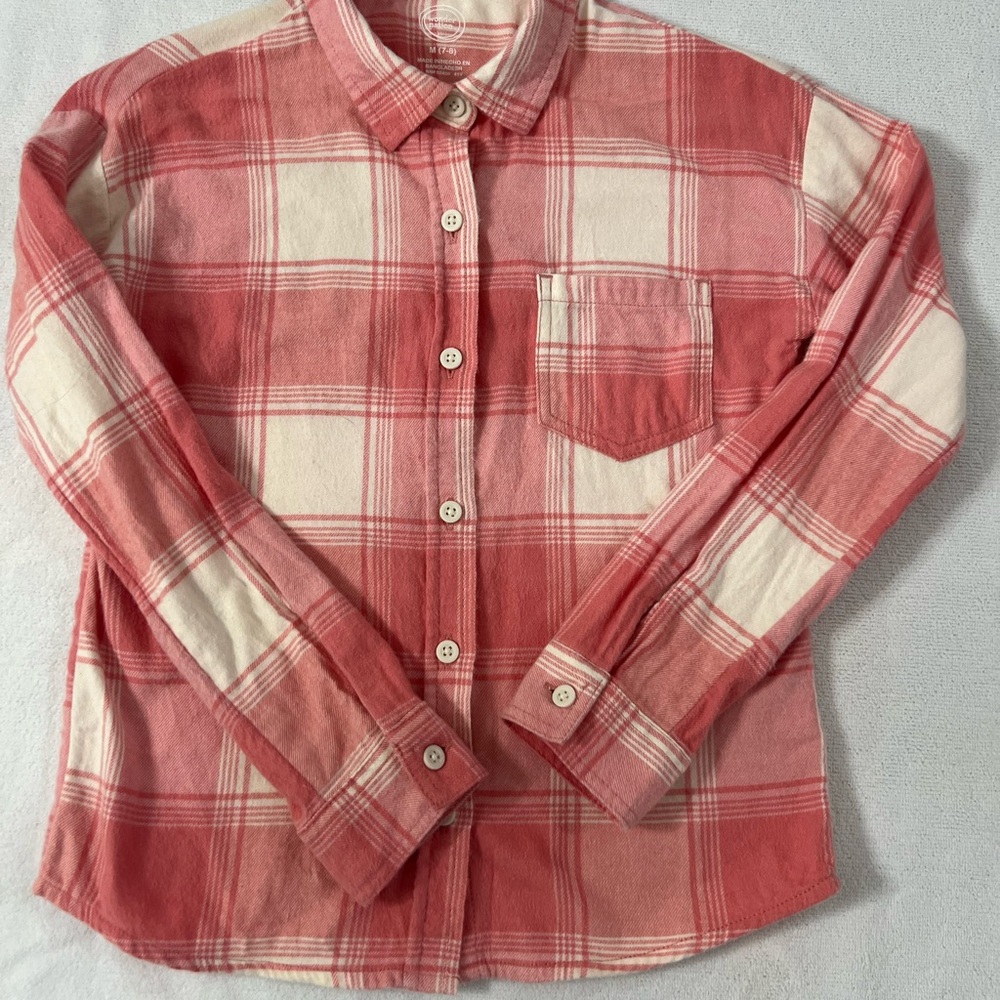 Wonder Nation Pink and White Button Down Shirt